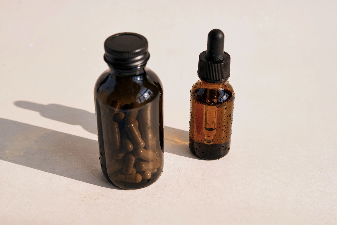 Natural medicine bottles for holistic sleep support
